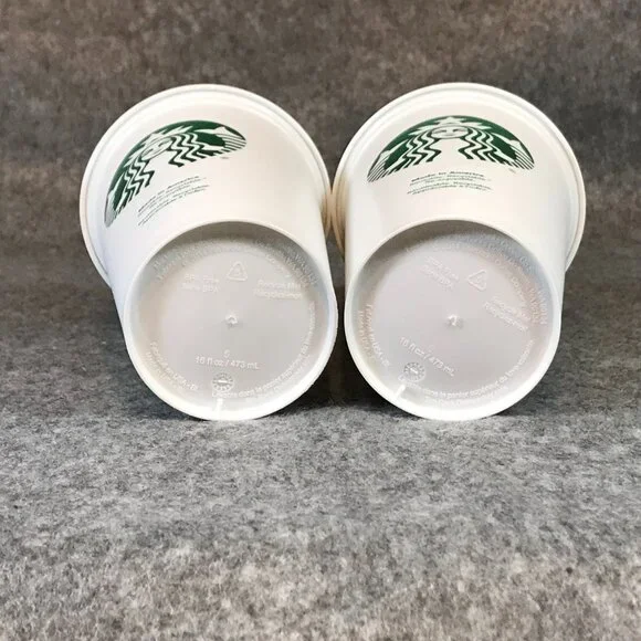 STARBUCKS Reusable Grande 16 OZ Plastic White Coffee Tea Hot Cups Mugs - Picture 8 of 10